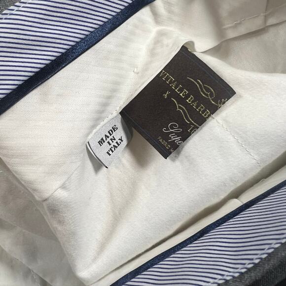 Luigi Bianchi Pants Men's W40 Navy Gray Wool Vitale Barberis Canonico Mohair - Picture 6 of 7